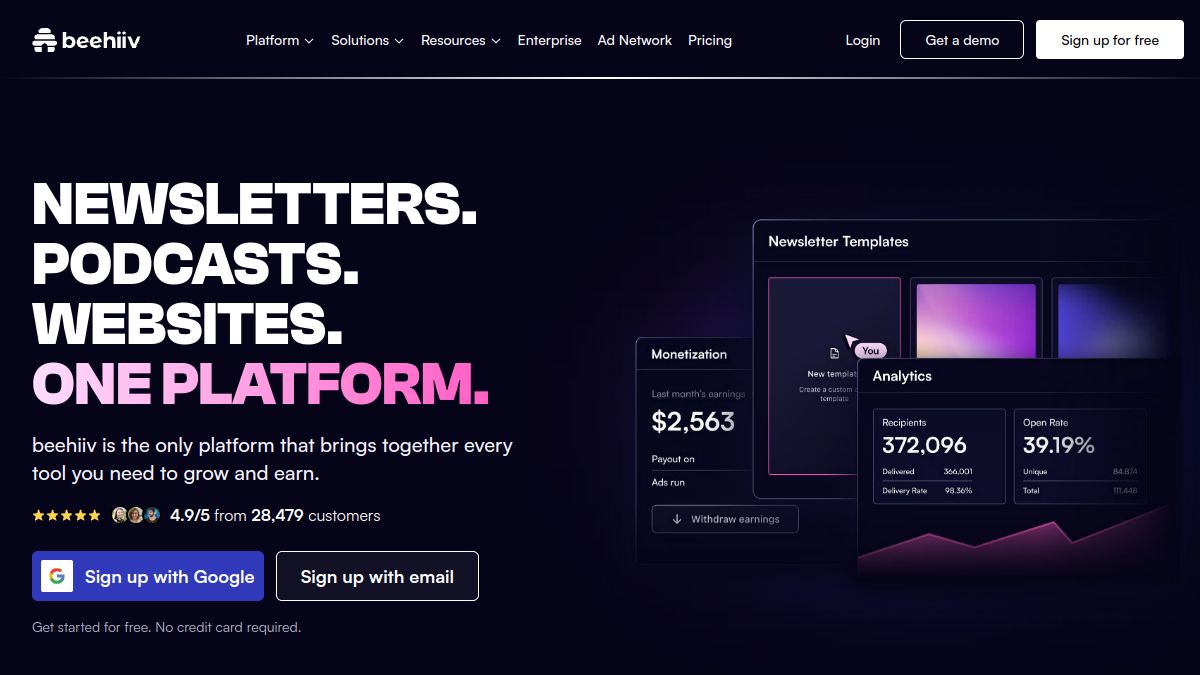 beehiiv website overview