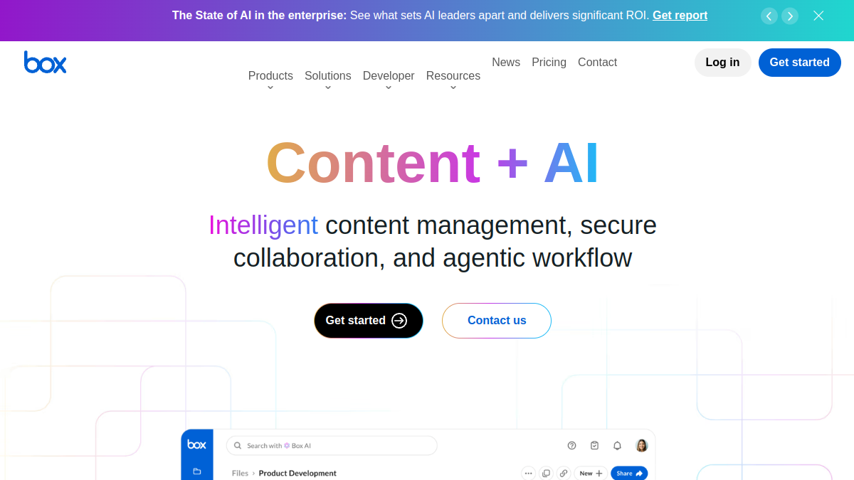 Box website overview