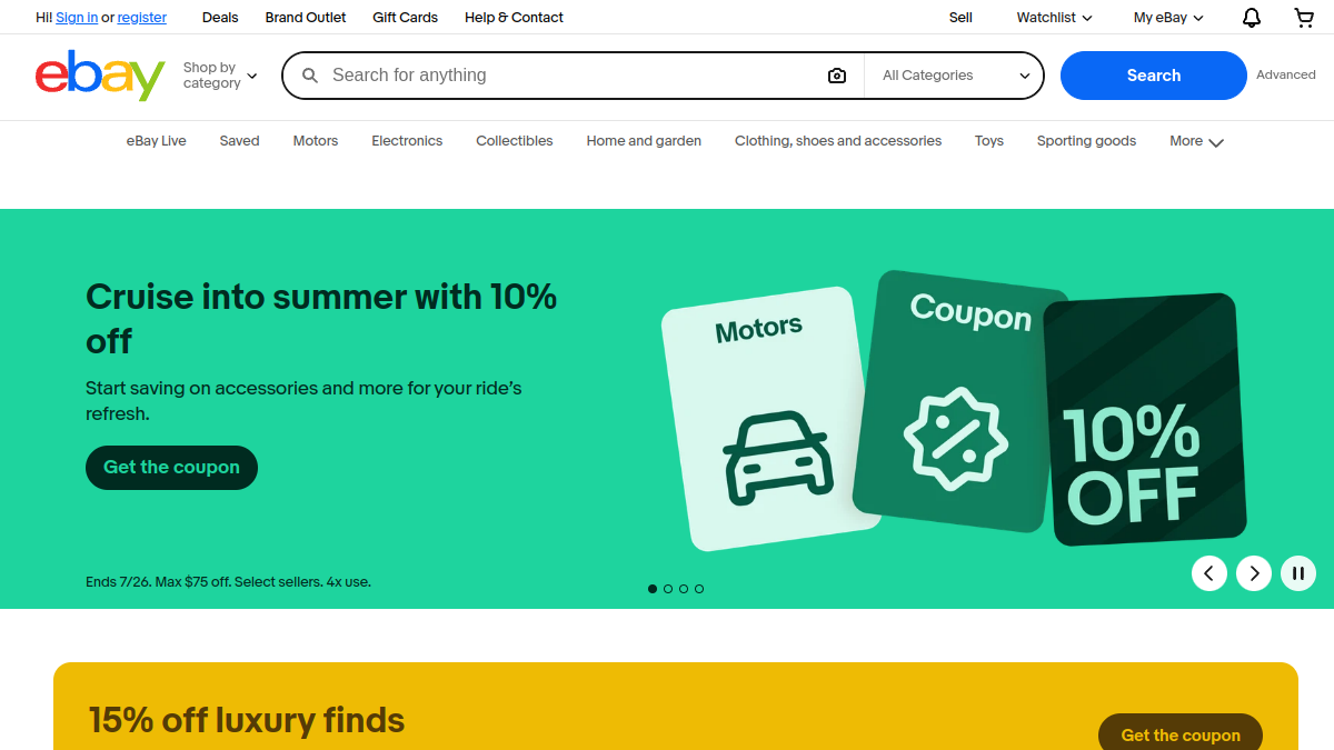 eBay website overview