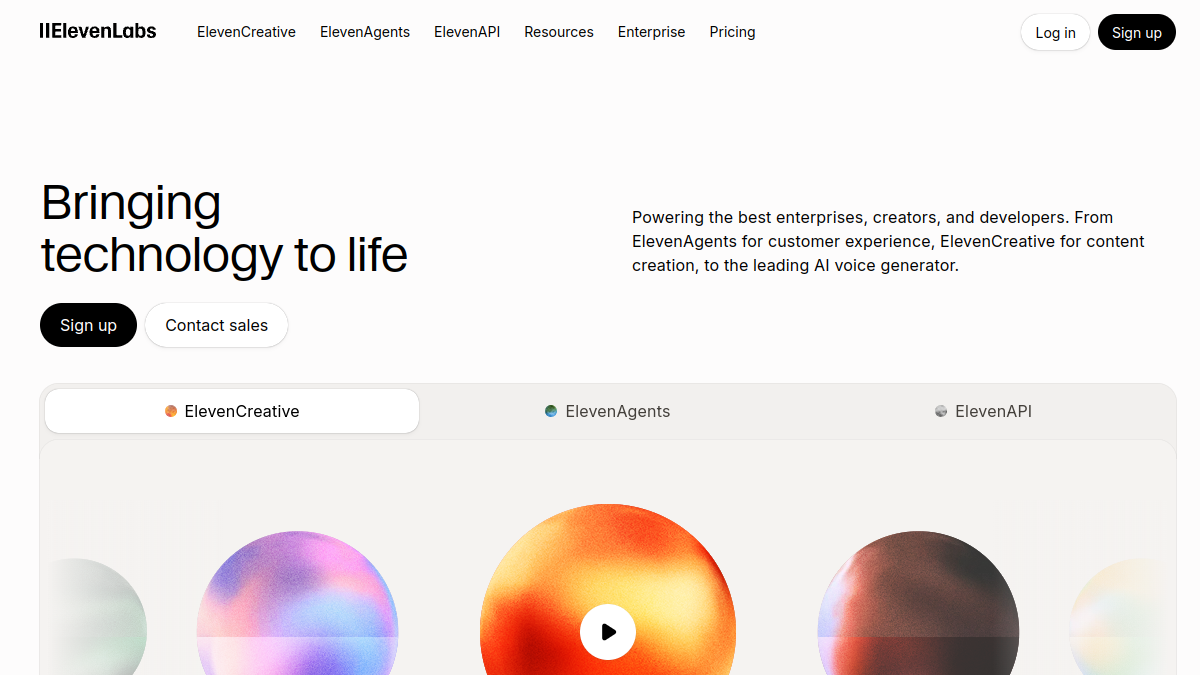 ElevenLabs website overview
