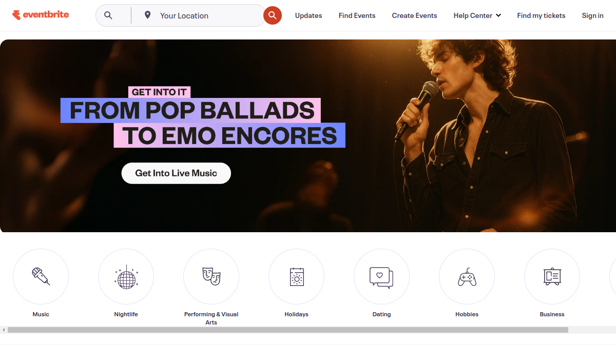Eventbrite website overview
