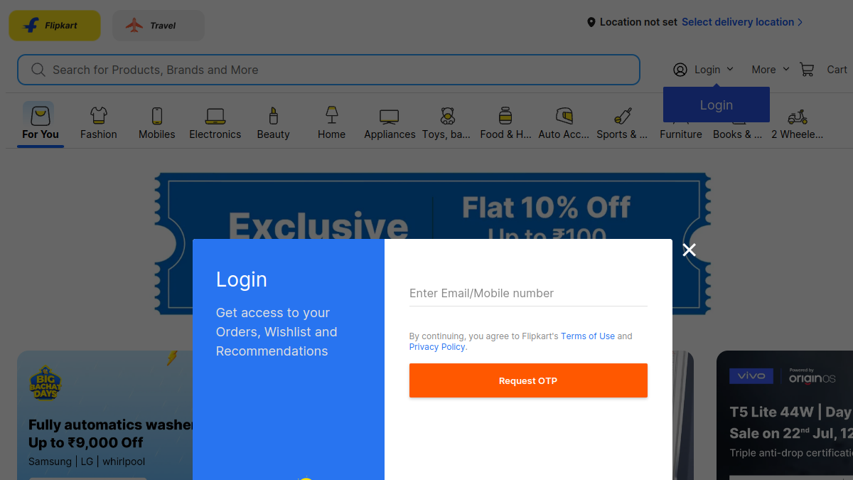Flipkart website overview