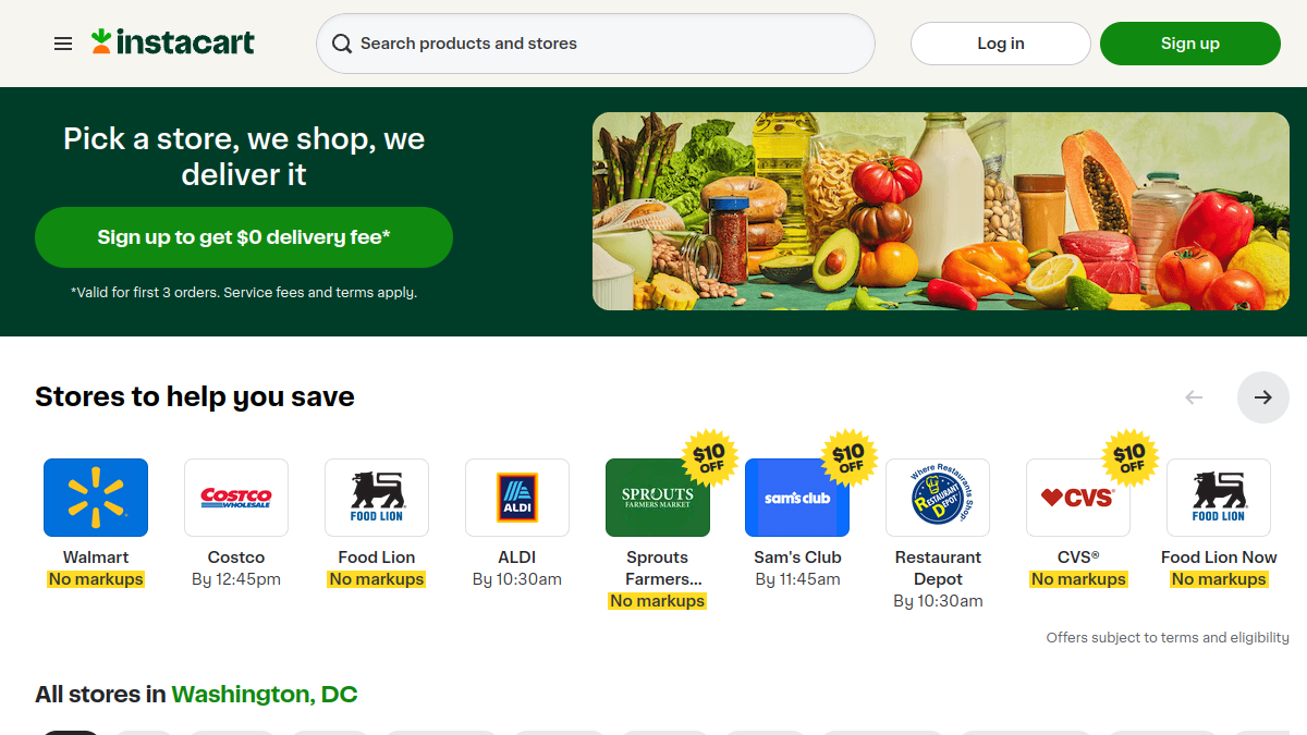 Instacart website overview