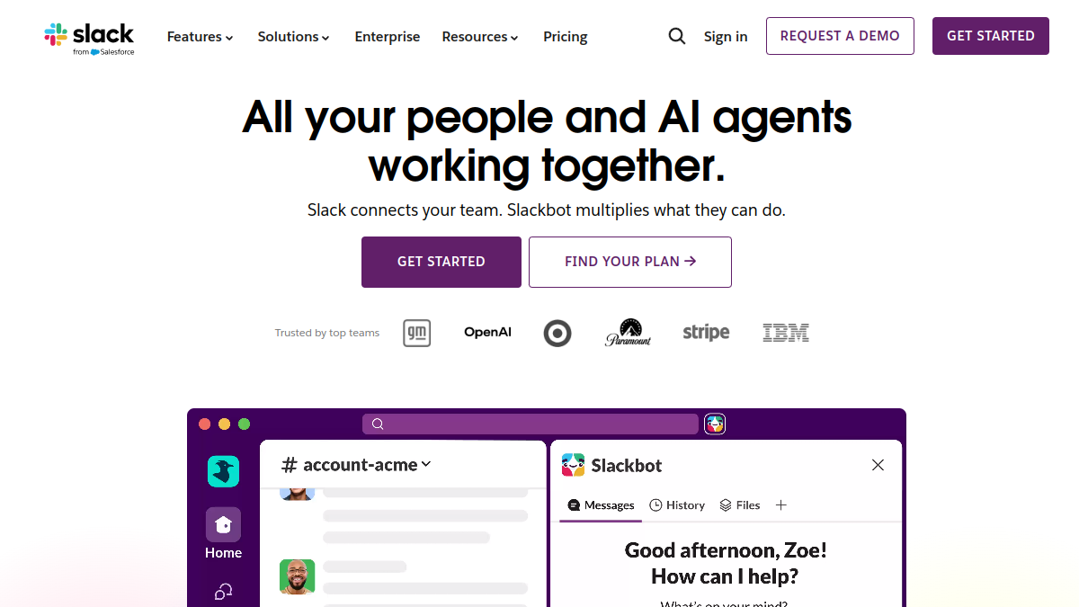 Slack website overview