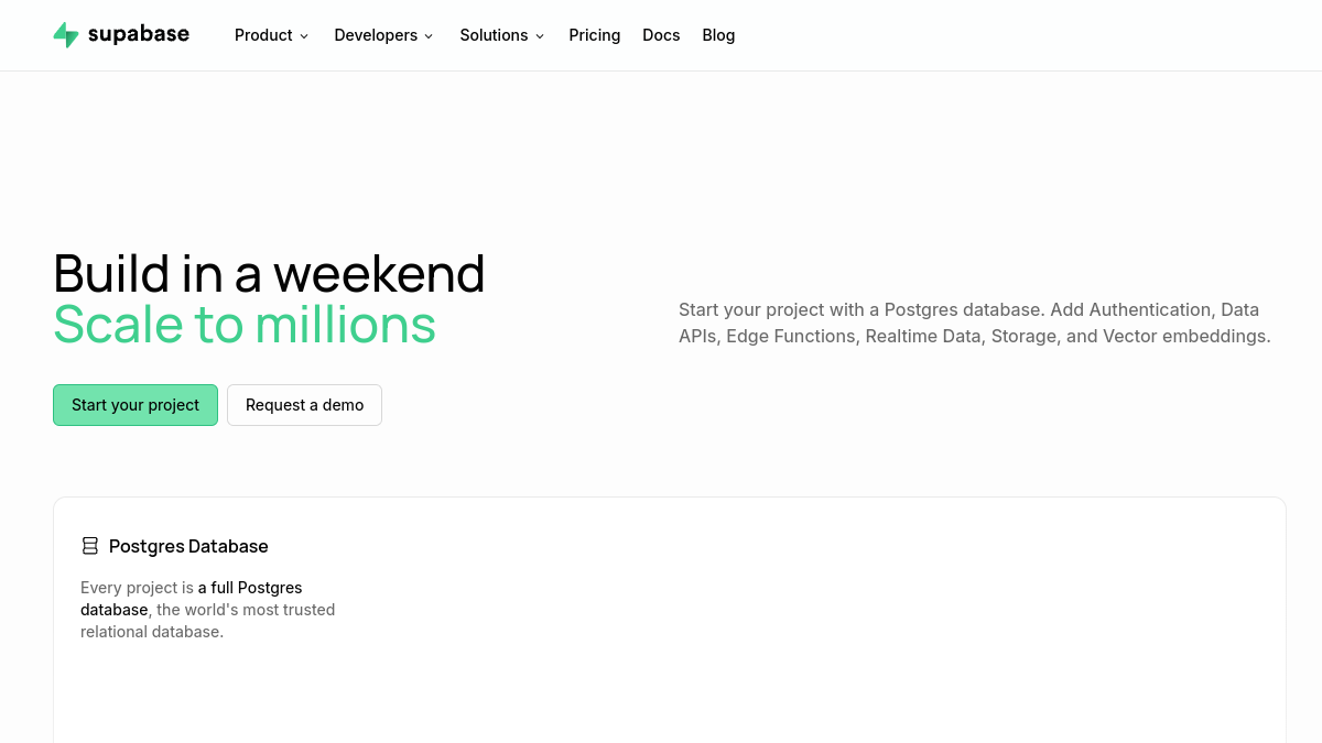 Supabase website overview