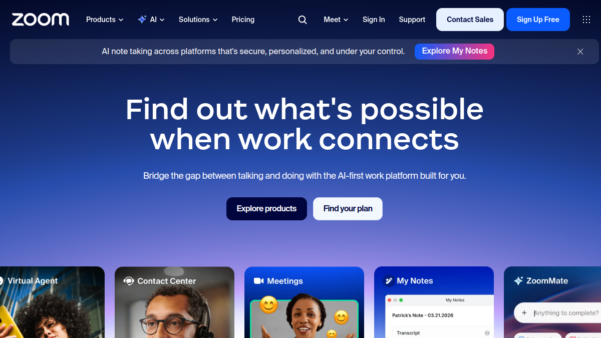 Zoom website overview